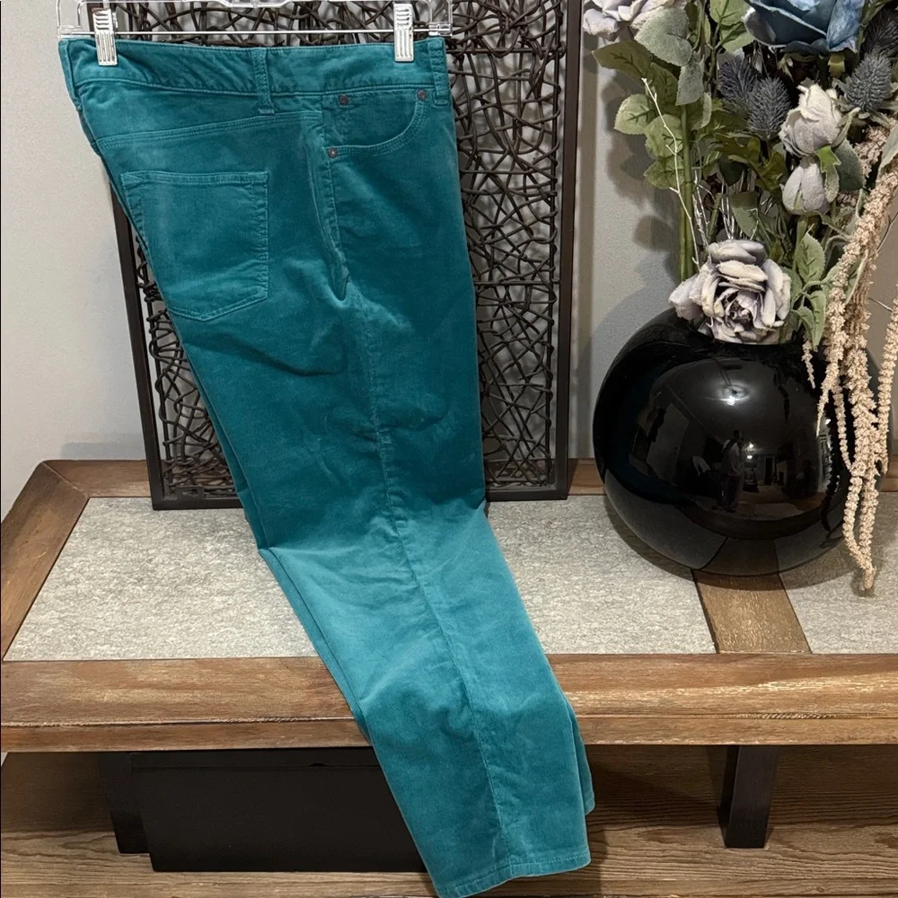 Talbots Turquoise Corduroy Ankle Pants 10P Boyfriend Fit - Picture 4 of 7